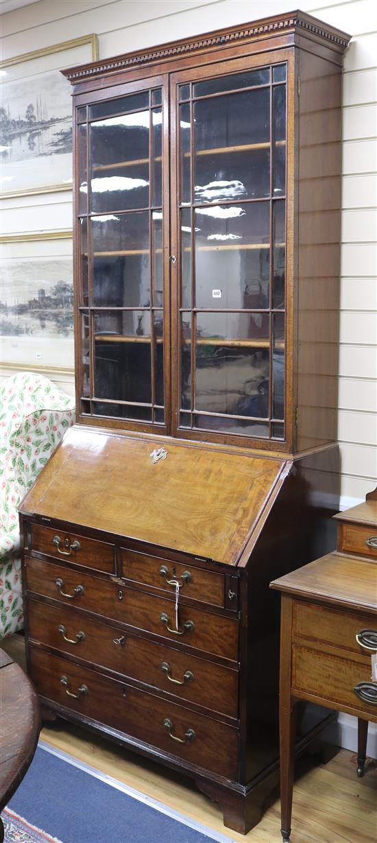 A Georgian mahogany bureau bookcase W.93cm